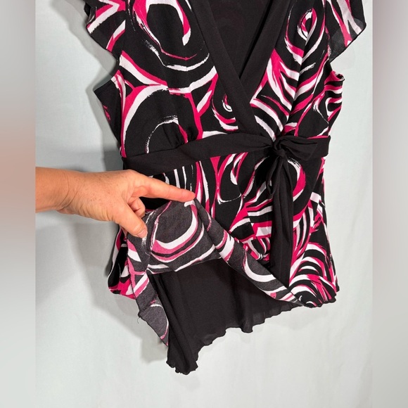 Vintage Maurices XL Y2K Babydoll Tie Waist Whimsigoth Artsy Black Hot Pink White - Picture 3 of 8